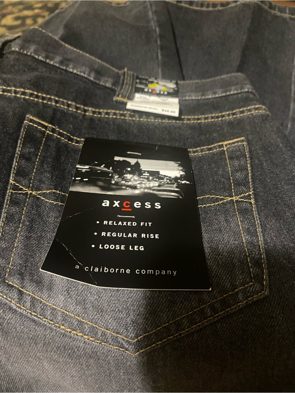 Axcess Men's Relaxed Fit Jeans in Dark Indigo with Contrast Stitching